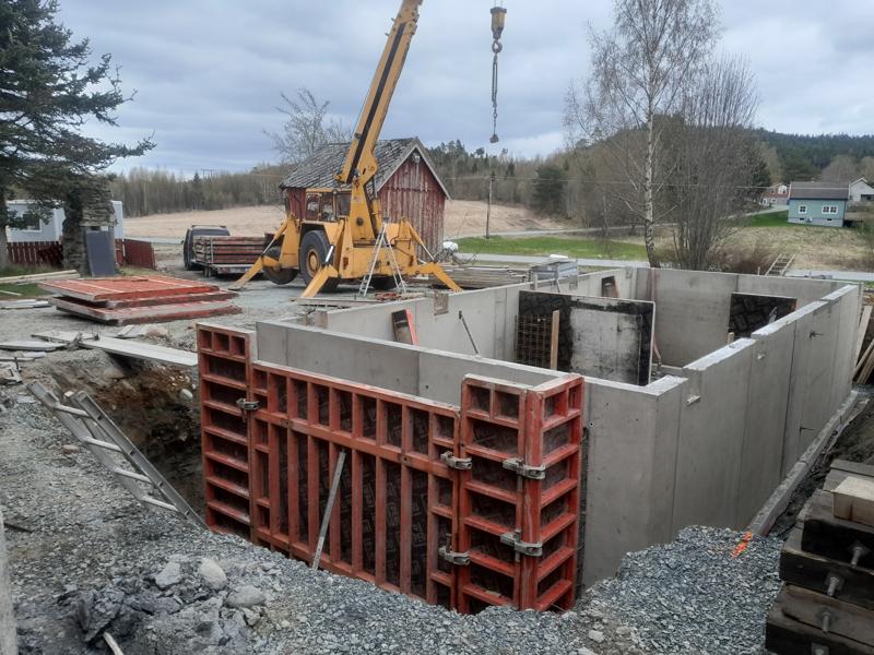 Grunnmursvegger klare før gulvstøp i Stjørdal